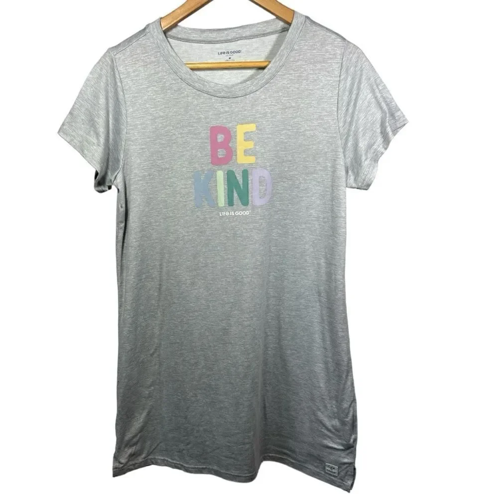 LIFE IS GOOD Women's Be Kind Oversized Sleep T-Shirt Nightgown Gray Size Medium